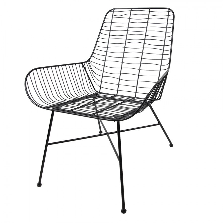 Černá kovová jídelní židle / křeslo Anny - 67*63*78 cm Clayre & Eef