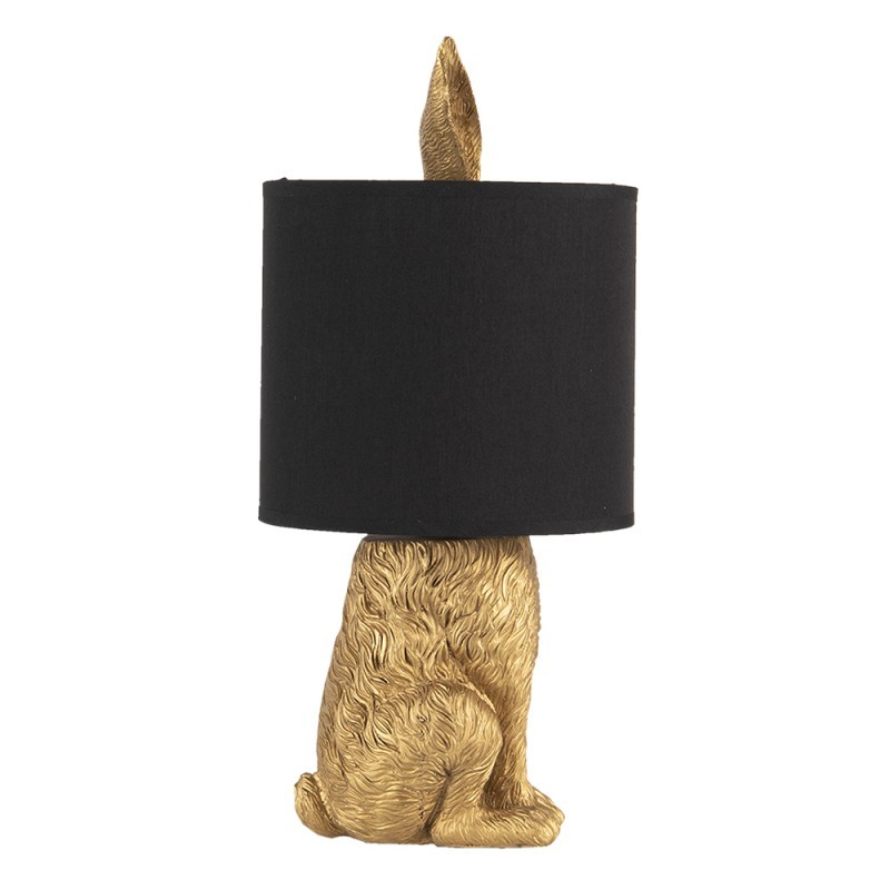 Zlatá stolní lampa králík s černým stínidlem Rabbi – Ø20*45 cm E27/max 1*60W*60W