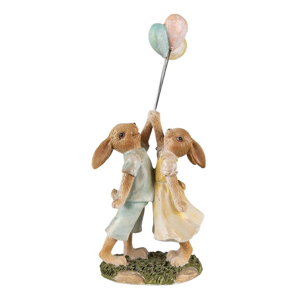 Velikonoční dekorace králíčci s balónky - 10*6*22 cm Clayre & Eef
