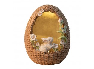 Velikonoční dekorace králík ve vajíčku s Led světýlkem - 12*12*15 cm