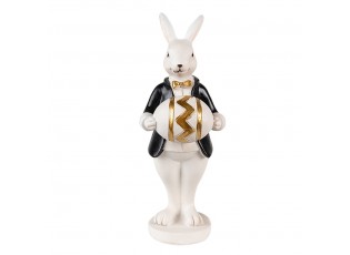 Velikonoční dekorace králík v kabátku držící vajíčko - 6*6*15 cm