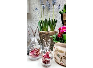 Skleněná dóza s víkem vajíčko s oušky - Ø 6*12 cm