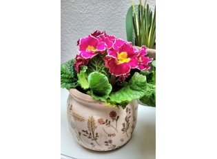 Keramický obal na květináč s kvítky Floral Cartoon S - Ø12*9 cm