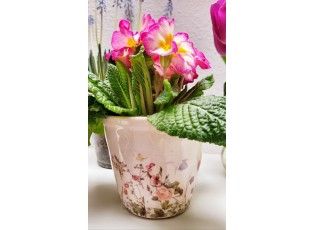 Keramický obal na květináč s lučními květy Flowers of Love M - Ø14*13 cm
