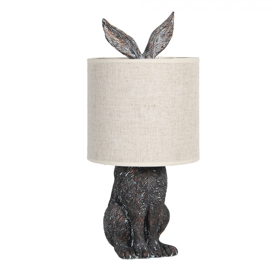 Stolní lampa v designu králíka s béžovým stínidlem – Ø 20*45 cm E27/max 1*60W Clayre & Eef