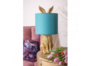 Zlatá stolní lampa králík s tyrkysovým stínidlem Rabbi – Ø20*43 cm E27/max 1*60W