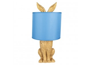 Zlatá stolní lampa králík s modrým stínidlem Rabbi – Ø20*43 cm E27/max 1*60W