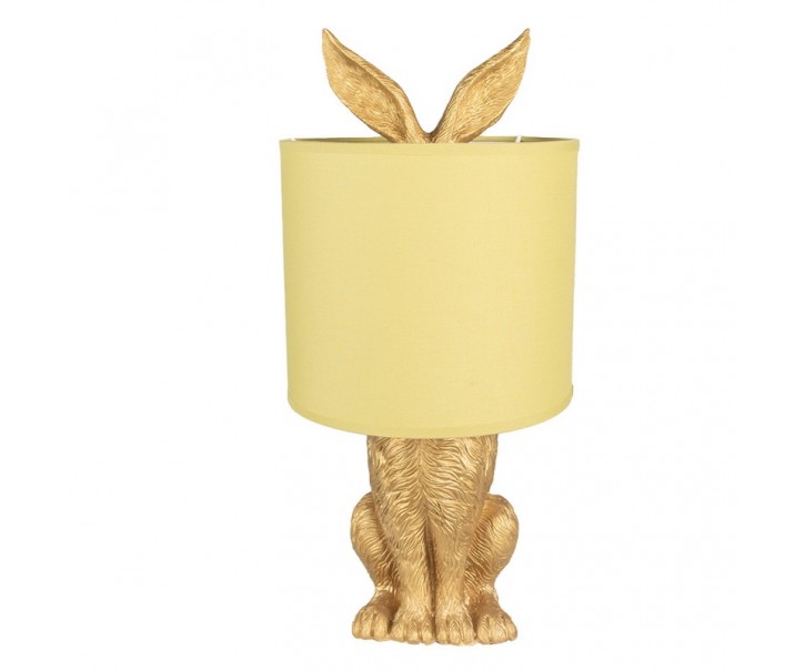 Zlatá stolní lampa králík se žlutým stínidlem Rabbi – Ø20*43 cm E27/max 1*60W