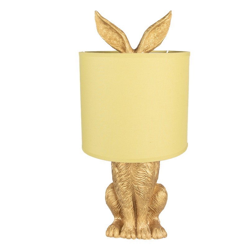 Zlatá stolní lampa králík se žlutým stínidlem Rabbi – Ø20*43 cm E27/max 1*60W