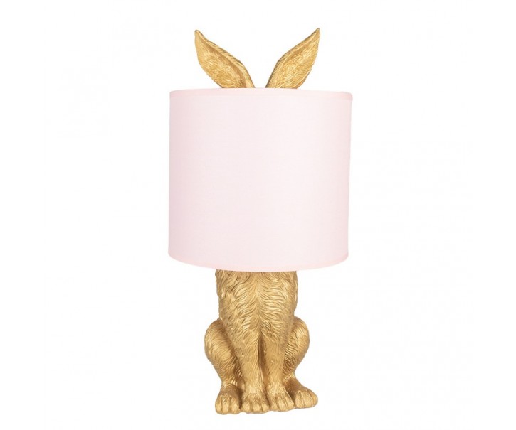 Zlatá stolní lampa králík s růžovým stínidlem Rabbi – Ø20*43 cm E27/max 1*60W