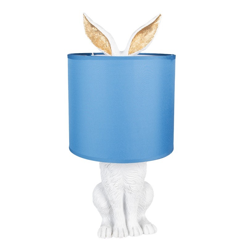Bílá stolní lampa králík s modrým stínidlem Rabbi - Ø 20*43 cm E27/max 1*60W Clayre & Eef