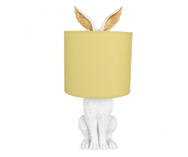 Bílá stolní lampa králík se žlutým stínidlem Rabbi - Ø 20*43 cm E27/max 1*60W