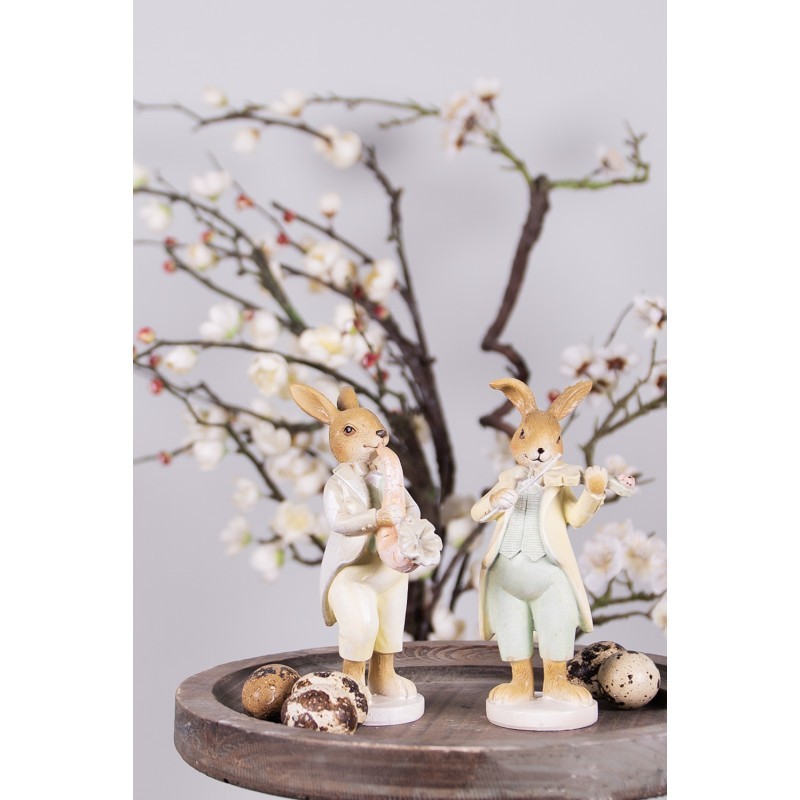 Velikonoční dekorace králík hrající na housle ve tvaru květiny - 8*5*16 cm