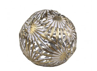 Bronzová antik kovová dekorační koule Vire Leaves - Ø 12cm