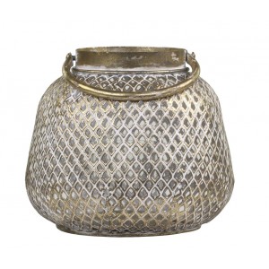 Bronzová antik kovová lucerna s uchem Vire - Ø20*18cm