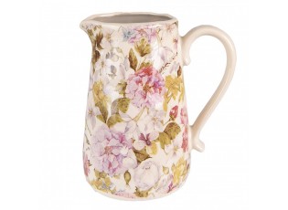 Béžový keramický dekorační džbán s květy Lovely Flowers - 16*11*18 cm