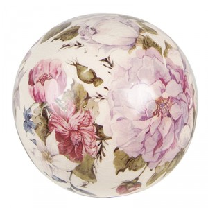 Keramická dekorační koule s květy Lovely Flowers S - Ø9*8 cm
