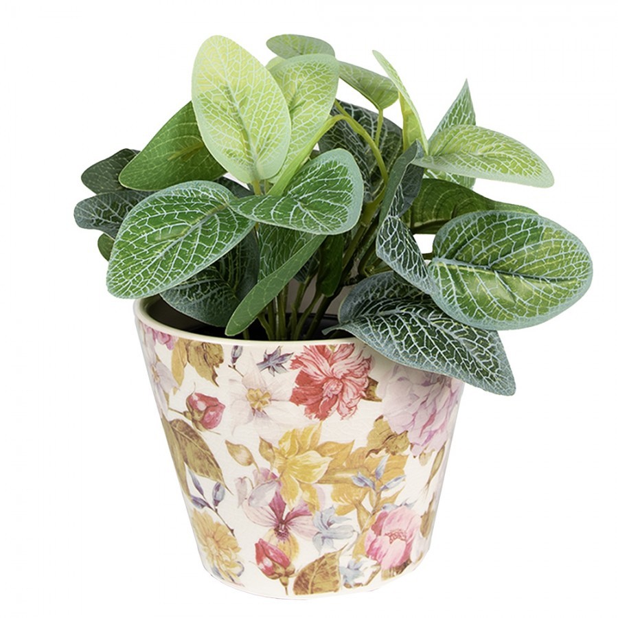 Keramický obal na květináč s květy Lovely Flowers XS - Ø12*10 cm
