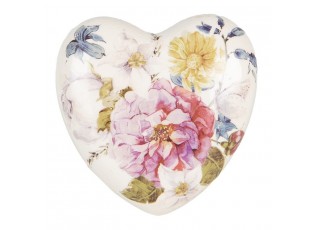 Keramické dekorační srdce s květy Lovely Flowers M - 8*8*4 cm