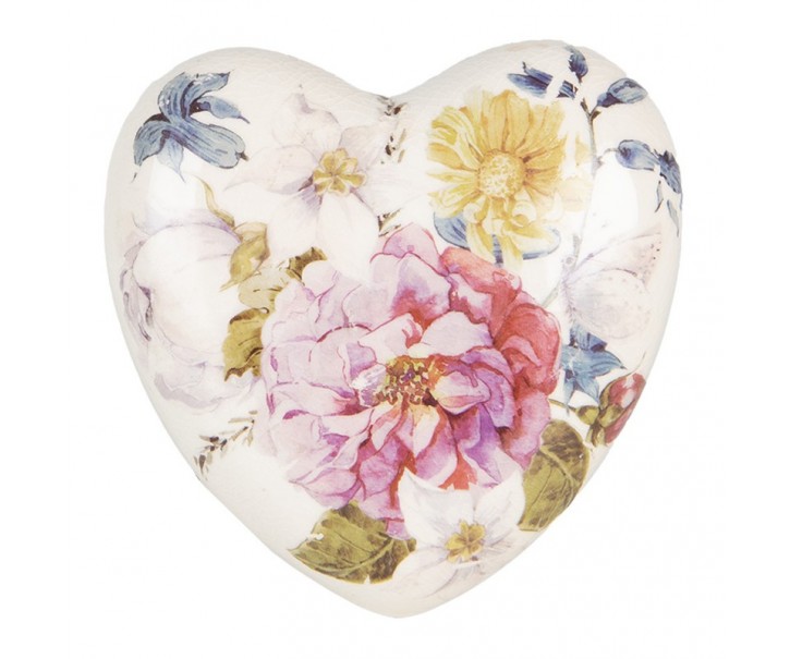 Keramické dekorační srdce s květy Lovely Flowers M - 8*8*4 cm