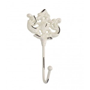 Béžový antik nástěnný háček s ornamentem - 6*5*15cm