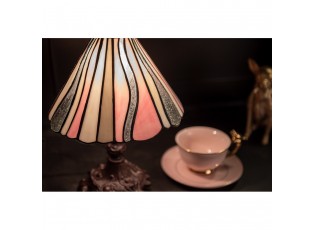 Béžovo-růžová stolní lampa Tiffany Tasia - Ø 20*34 cm E14/max 1*25W