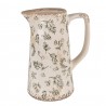 Béžový antik keramický džbán se zelenými květy - 15*10*19 cmBarva: béžová, zelená antikMateriál: keramikaHmotnost: 0,61 kg