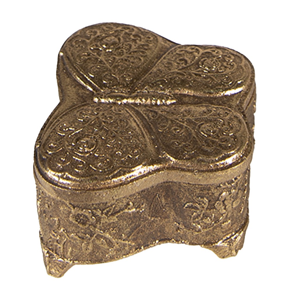 Zlatá antik šperkovnice motýl - 6*5*3 cm Clayre & Eef