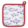 Modrobílá bavlněná chňapka - podložka Sun Sea And Fish - 20*20 cm Barva: modrá, bíláMateriál: 100% bavlna