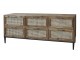 Hnědá antik dřevěná komoda se šuplíky a výpletem French wicker - 122*36*51cm