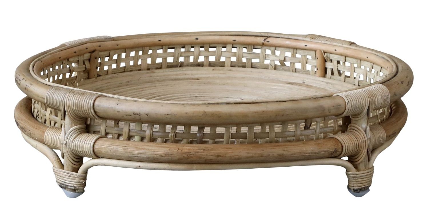 Přírodní ratanový kulatý podnos na nožkách French - Ø 36*9 cm