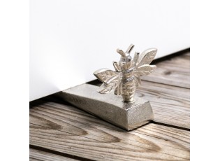Stříbrná kovová zarážka do dveří se včelkou - 14 * 9 * 8cm