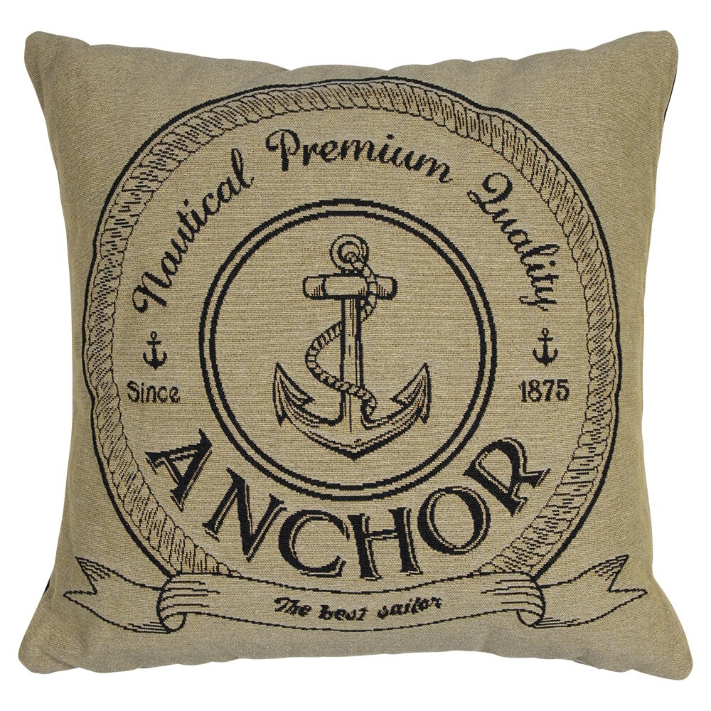 Béžovo-černý gobelínový polštář s kotvou Anchor - 45*45*16cm