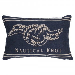 Béžovo-modrý gobelínový polštář s uzlem Nautical knot - 45*15*30cm