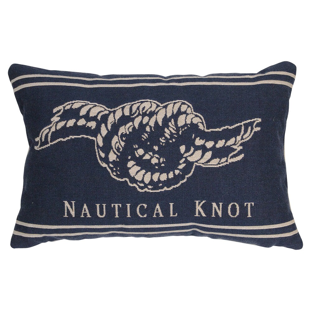 Béžovo-modrý gobelínový polštář s uzlem Nautical knot - 45*15*30cm