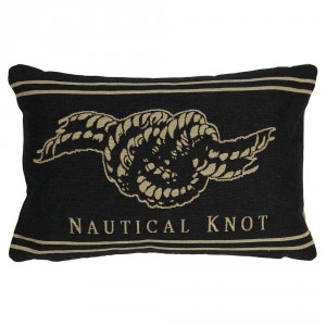 Béžovo-černý gobelínový polštář s uzlem Nautical knot - 45*15*30cm