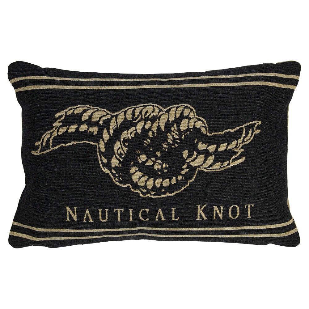 Béžovo-černý gobelínový polštář s uzlem Nautical knot - 45*15*30cm