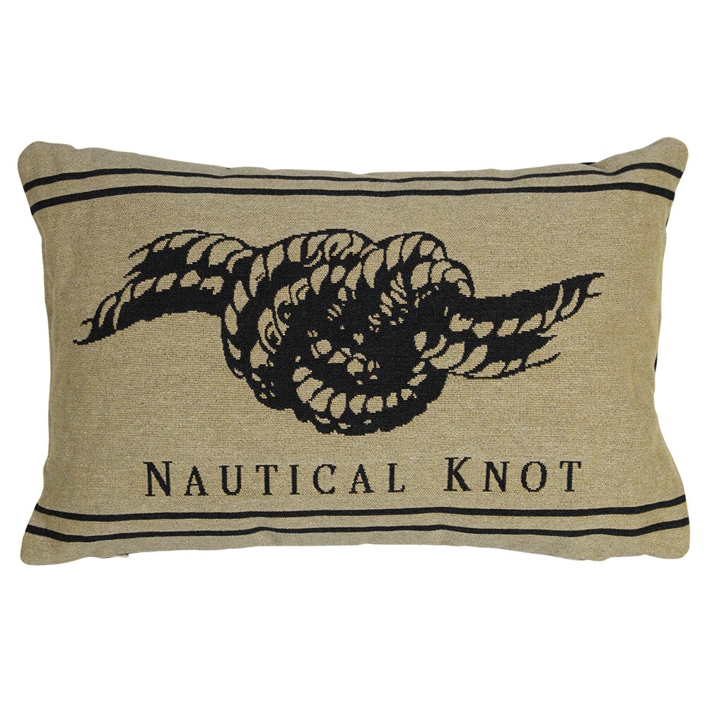 Béžovo-černý gobelínový polštář s uzlem Nautical knot - 45*15*30cm
