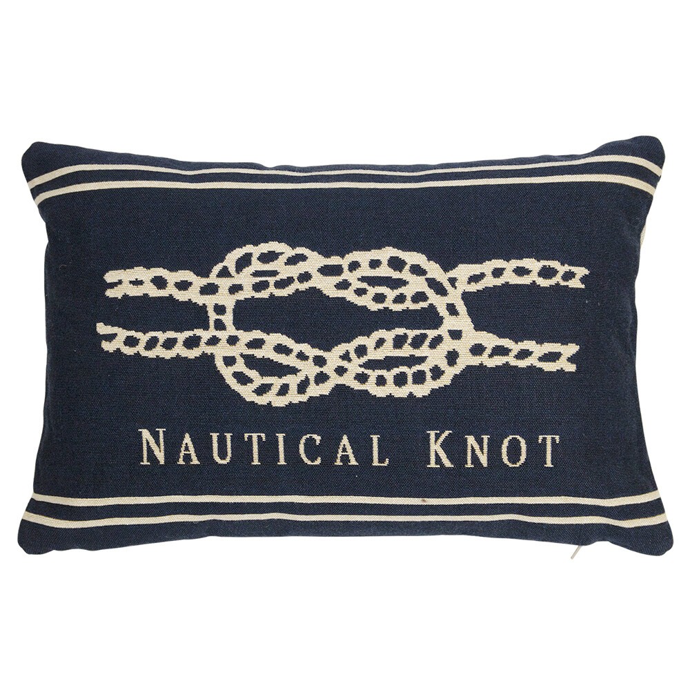 Béžovo-modrý gobelínový polštář s uzlem Nautical knot I - 45*15*30cm
