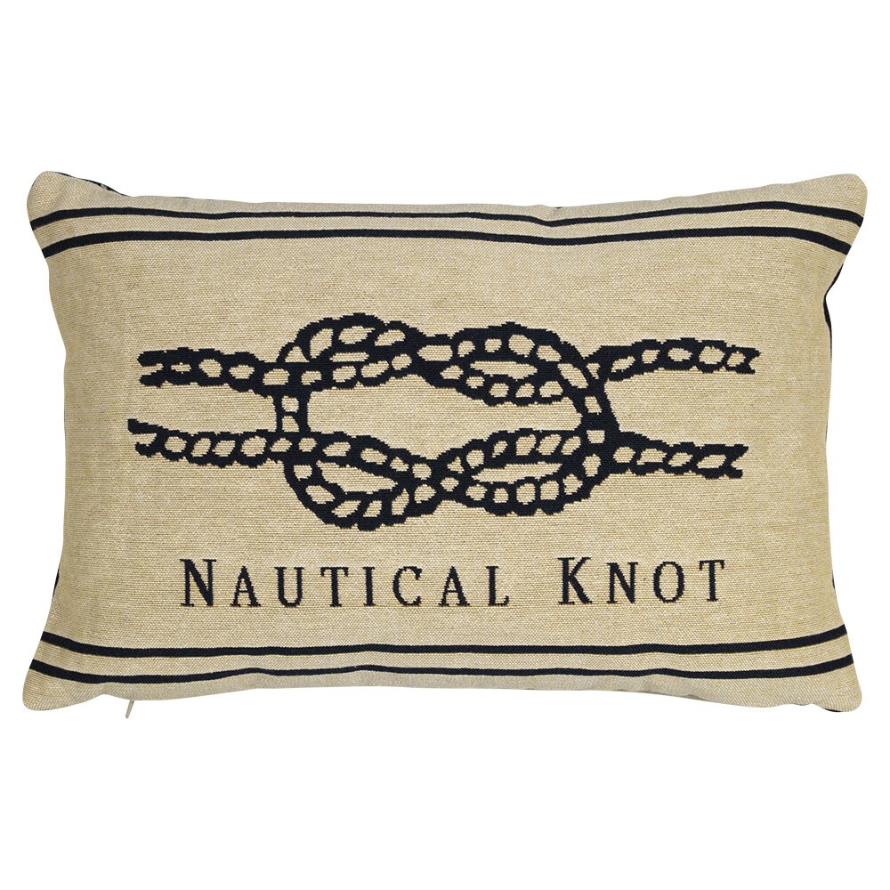 Béžovo-modrý gobelínový polštář s uzlem Nautical knot I - 45*15*30cm