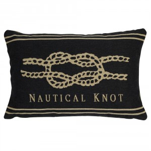 Béžovo-černý gobelínový polštář s uzlem Nautical knot I - 45*15*30cm