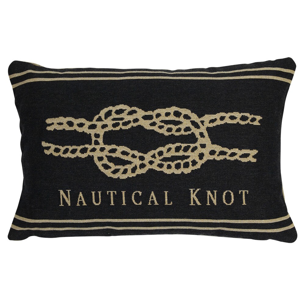 Béžovo-černý gobelínový polštář s uzlem Nautical knot I - 45*15*30cm