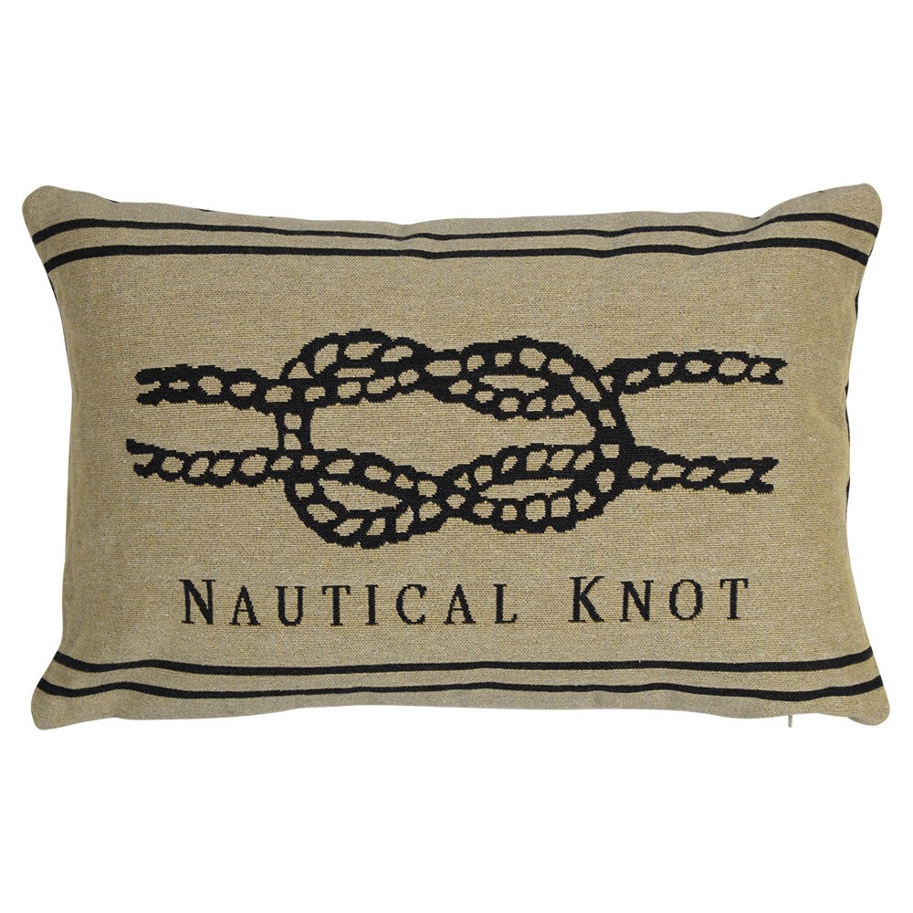 Béžovo-černý gobelínový polštář s uzlem Nautical knot I - 45*15*30cm