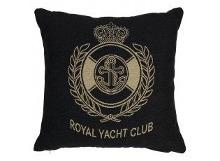 Béžovo-černý gobelínový polštář Royal Yacht Club - 45*45*16cm
