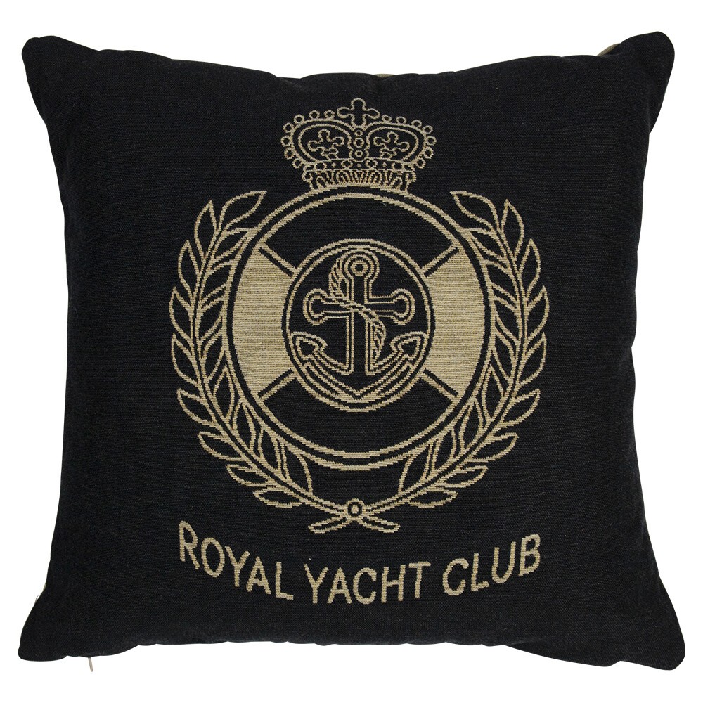 Béžovo-černý gobelínový polštář Royal Yacht Club - 45*45*16cm Mars & More