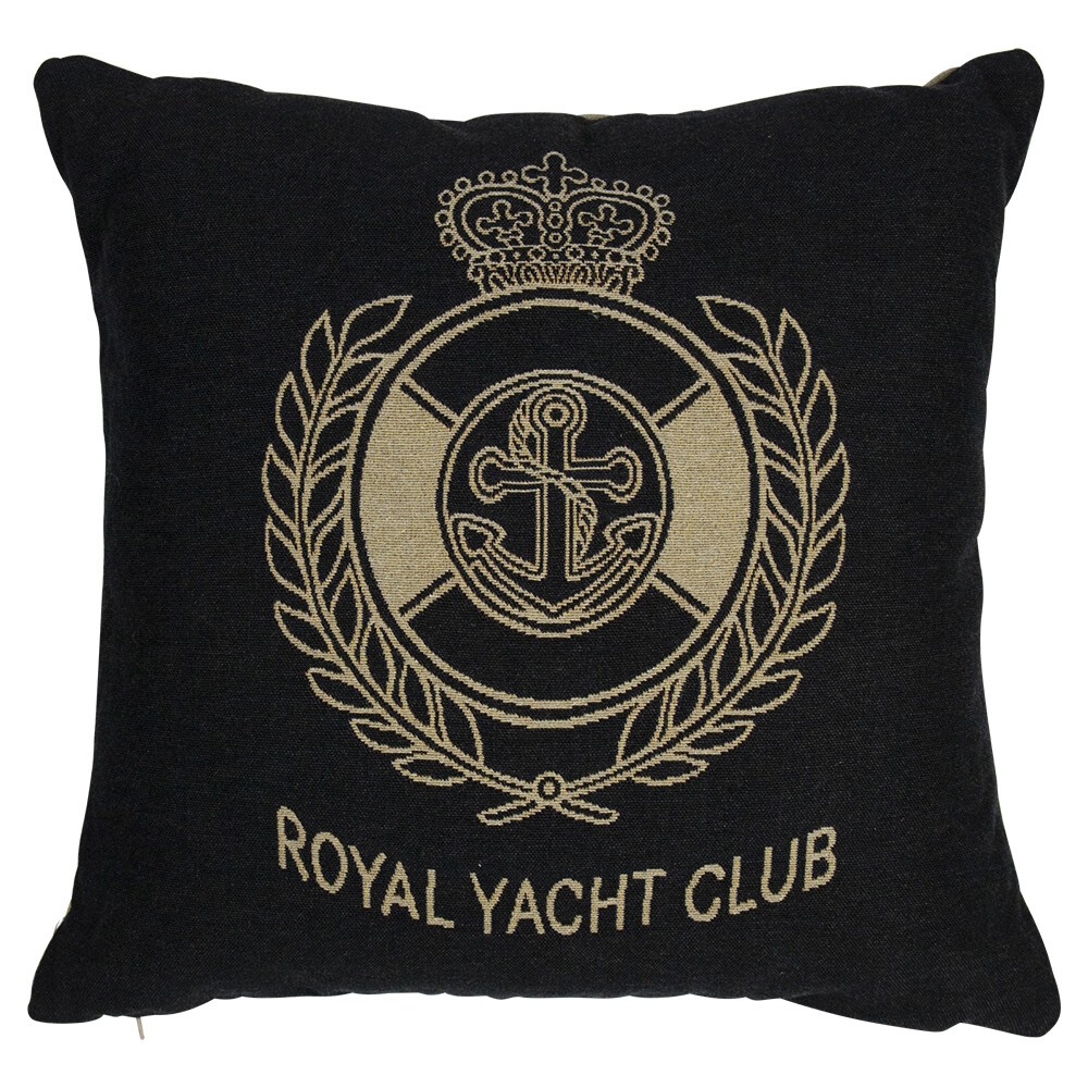 Béžovo-černý gobelínový polštář Royal Yacht Club - 45*45*16cm