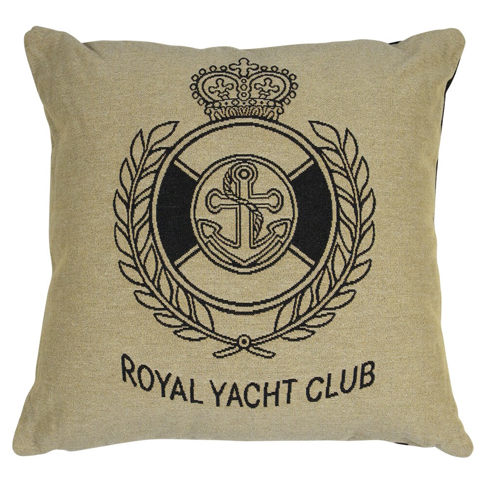 Béžovo-černý gobelínový polštář Royal Yacht Club - 45*45*16cm