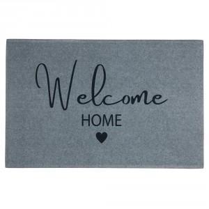 Šedá podlahová rohožka se srdíčkem Welcome Home - 75*50*1cm