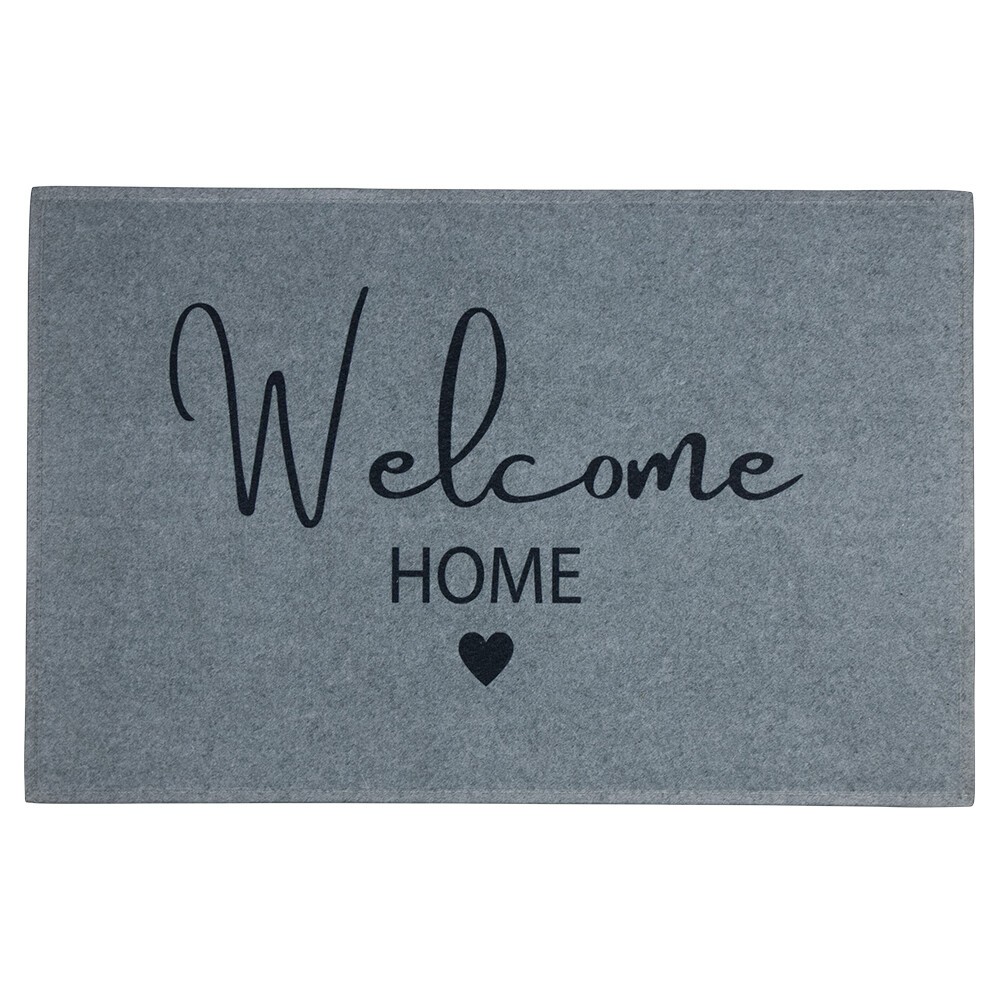 Šedá podlahová rohožka se srdíčkem Welcome Home - 75*50*1cm