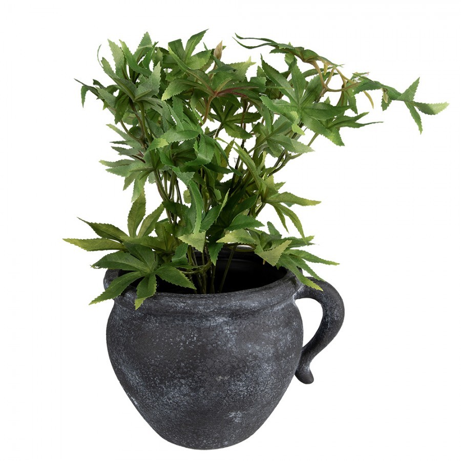 Granitový antik keramický obal na květináč s uchem Granit - 20*16*14cm